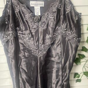 Elegant Gray Satin  slip   with Lace Details